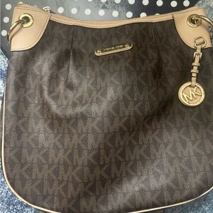 Michael Kors Brown and Tan Logo Shoulder Bag